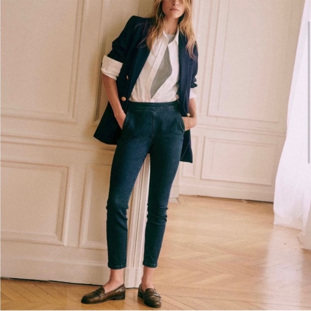 Sezane Dark Blue Cropped Jeans